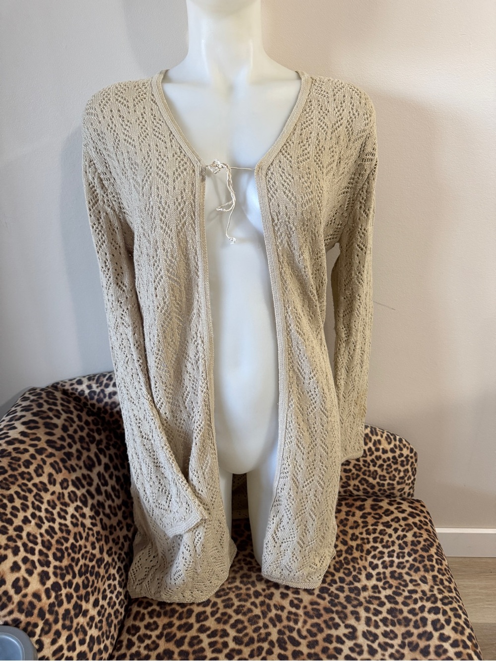 90s Ricki’s Beige Open Knit Long Cardigan